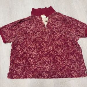 L.L. Bean Red Floral Button Down Shirt